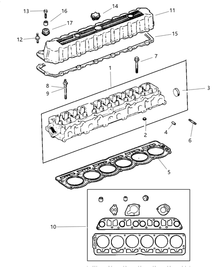 1994 Dodge Colt Gasket Package Engine Upper Diagram for 5012365AC
