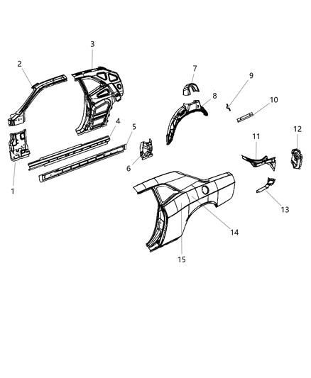 Panel Bodyside Aperture Rear Diagram for 68043536AB