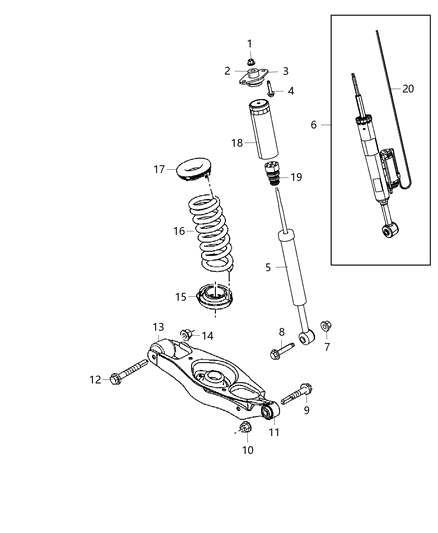 Shock Absorber Suspension Rear Diagram for 68235726AE