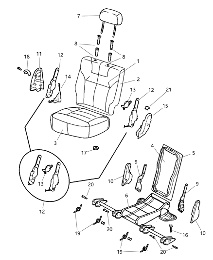 1990 Dodge Caravan Cupholder 20% Back Diagram for SQ861C3AA