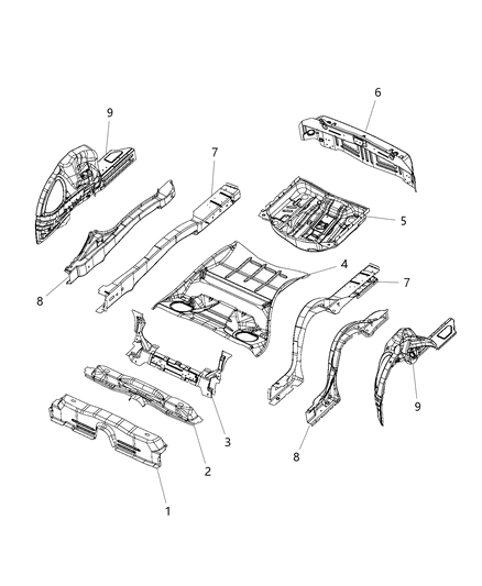 2019 Dodge Challenger Pan Rear Floor Diagram for 68057483AG