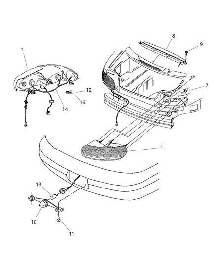 2000 Chrysler Sebring Lamp Tail Stop Turn Diagram for 5303283AD