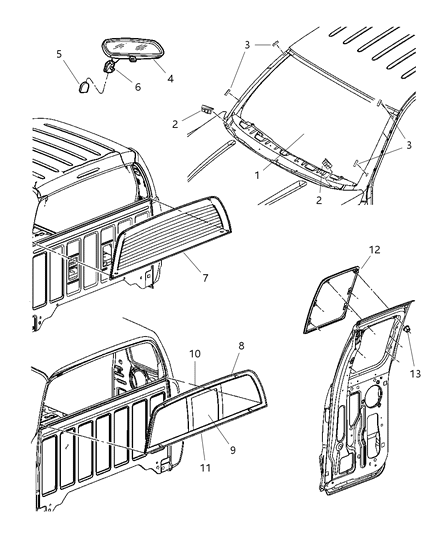 2009 Chrysler PT Cruiser Mirror Inside Rearview Diagram for 4805572AB