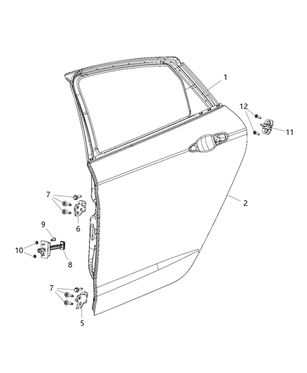 1988 Dodge Lancer Hinge Door Upper Diagram for 68214361AD