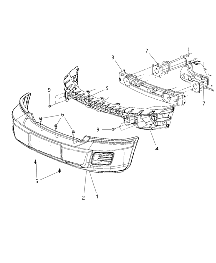 Bracket Bumper Face Support Diagram for 55112228AB