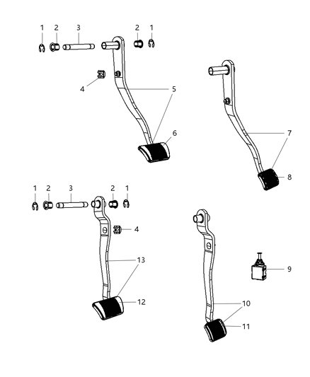 Bushing Brake Pedal Diagram for 52010309AA