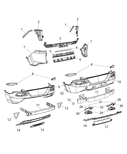 Fascia Rear Lower Diagram for 68242485AC