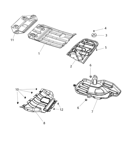 Belly Pan Front Diagram for 68308842AD