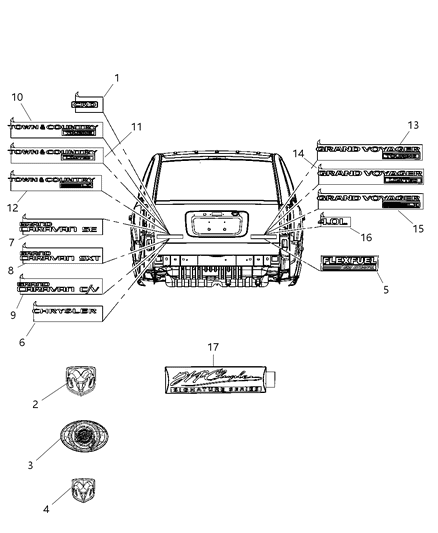 2016 Dodge Charger Nameplate Town & Country Limited Diagram for 5113424AA