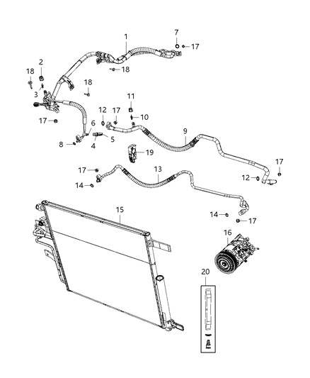 Line A/C Suction And Liquid Diagram for 68277009AB