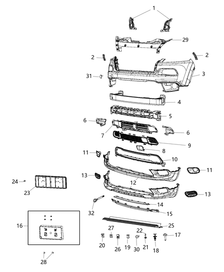 Bracket Fascia Support Diagram for 68138374AB