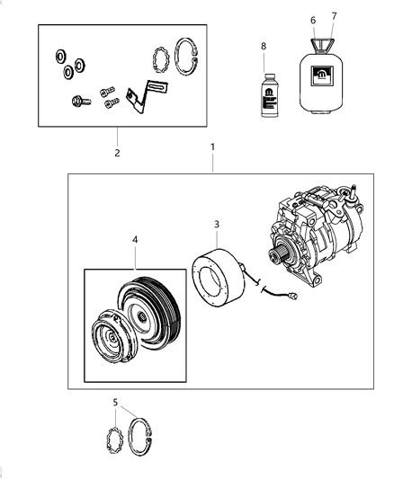 Snap Ring Kit A/C Clutch Diagram for 68231745AB