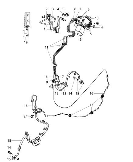 2004 Dodge Stratus Tube Brake Hydraulic Control Unit To Junction Block Right Diagram for 68226108AB