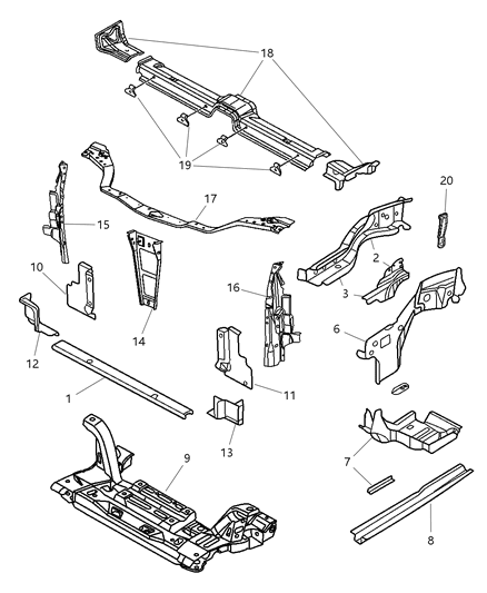Panel Radiator Closure Upper, Right Diagram for 4783348AF