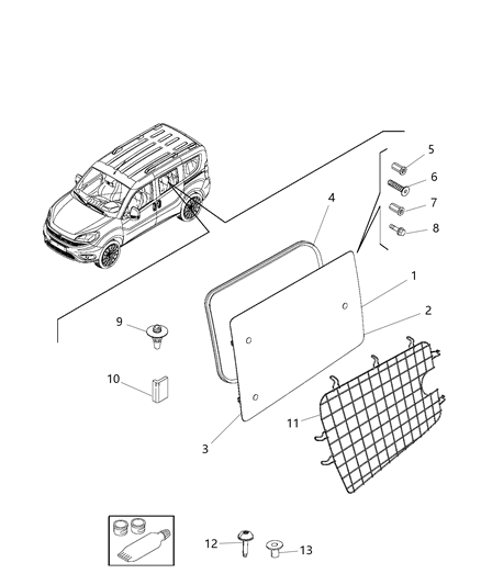 1989 Jeep Comanche Nut/Rivet Round M6.00 X 1.00 X 15.00 Grate Install Diagram for 6512676AA