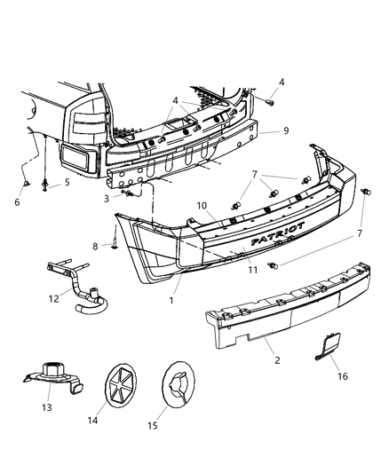 Foam Rear Bumper Fascia Also Included In Item#1 Diagram for 68002101AA