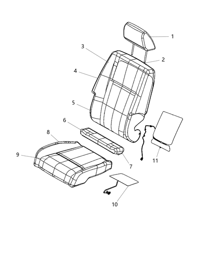 Cover Front Seat Cushion Diagram for 1RB041DKAA