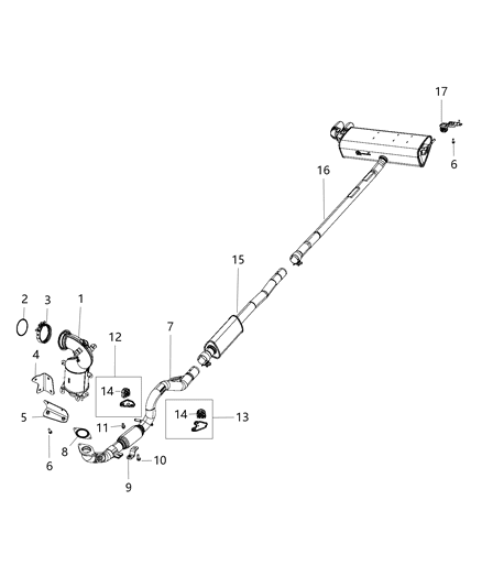 Muffler And Tailpipe Exhaust Diagram for 68249230AB