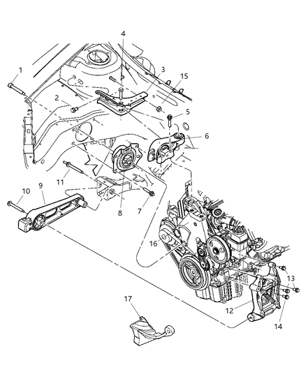 1988 Dodge 600 Support Engine Mount Diagram for 5085184AB