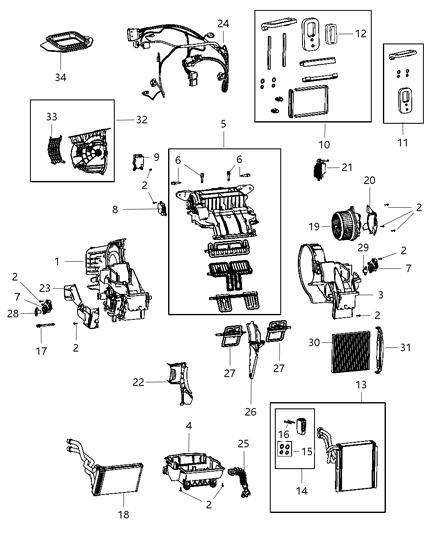 2017 Dodge Challenger Lever A/C Actuator Right Diagram for 68164996AA