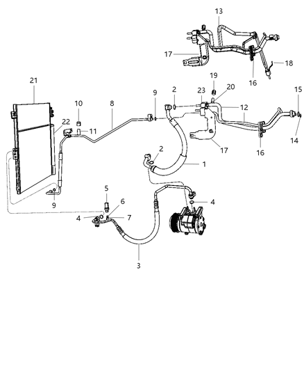 Line A/C Liquid Includes: Seals, Cap, Valve Core Diagram for 55038059AF
