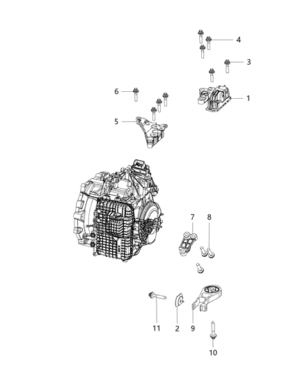Bracket Transmission Mount Diagram for 68246579AA