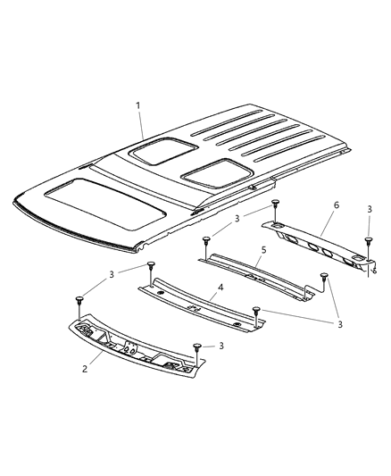 1996 Jeep Grand Cherokee Header Panel Diagram for 55369012AC