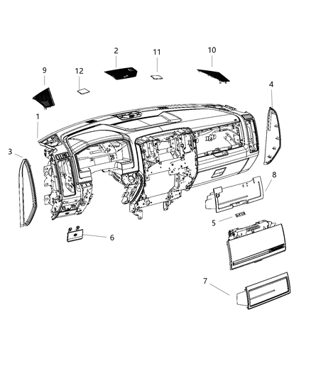 Instrument Panel Base Panel Diagram for 6VA56TX7AA