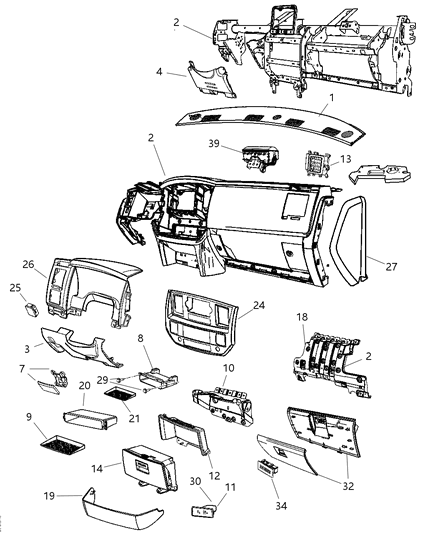 2006 Dodge Ram 2500 Air Bag Passenger, Passenger Side Diagram for ZK29ZJ8AB