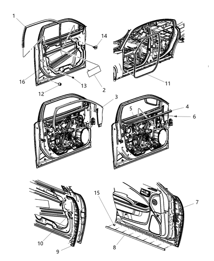 Weatherstrip Front Door Mounted Diagram for 68040045AI