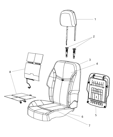 Headrest Front Diagram for 1WN16DX9AA