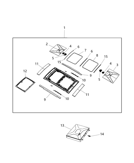 2018 Jeep Compass Panel Sunroof Front Panel Diagram for 68281741AA
