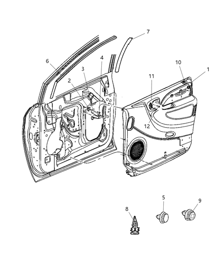2006 Dodge Grand Caravan Panel Front Door Trim Diagram for TM811D1AJ