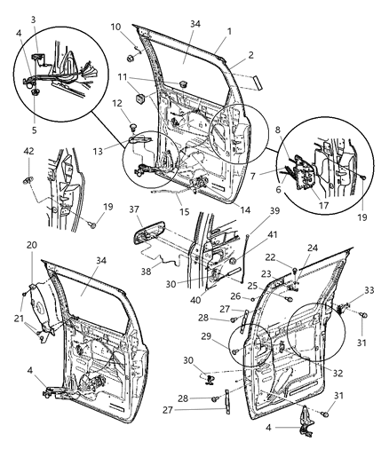 Hinge Sliding Door Bodyside Diagram for 4894037AC
