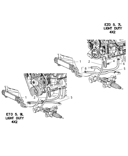 Hose Power Steering Return Rcb/Rack And Pinion To Cooler Diagram for 52113119AC