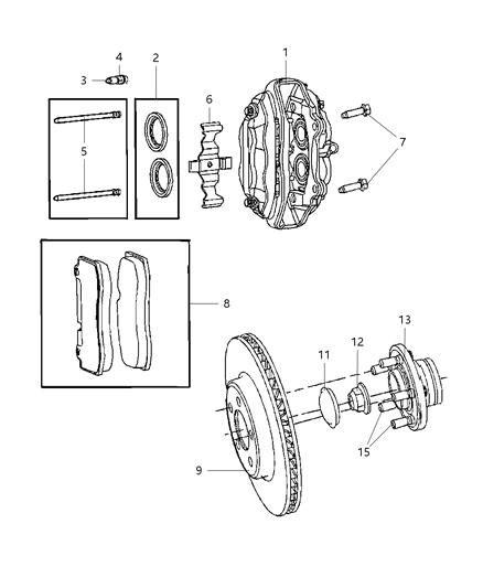 2000 Dodge Intrepid Pad Kit Front Disc Brake Contains Pads And Slippers Diagram for 68144213AA