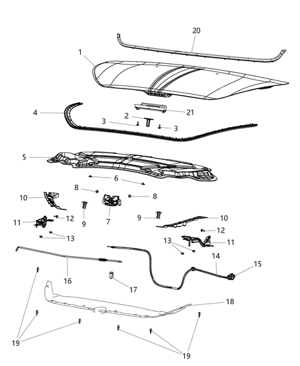 1984 Dodge Charger Latch Hood Diagram for 68086804AA