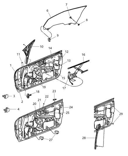 2005 Chrysler Sebring Door Front Diagram for 5027196AI