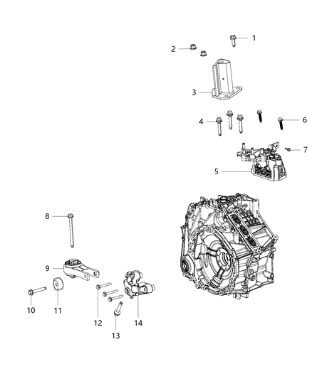 2009 Dodge Durango Bracket Engine Mount Left Side Pivot Diagram for 68240727AD