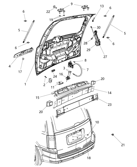 Hinge Liftgate Diagram for 5020858AC