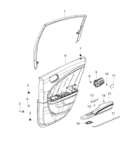 Panel Assembly Rear Door Trim Diagram for 6RA232X9AB