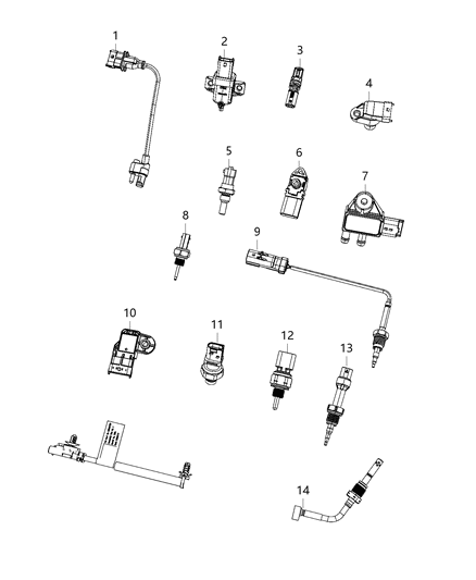 Sensor Exhaust Temperature Diagram for 68490115AA