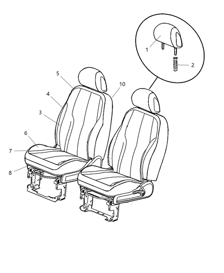 Headrest Front Diagram for 1DS981DAAA