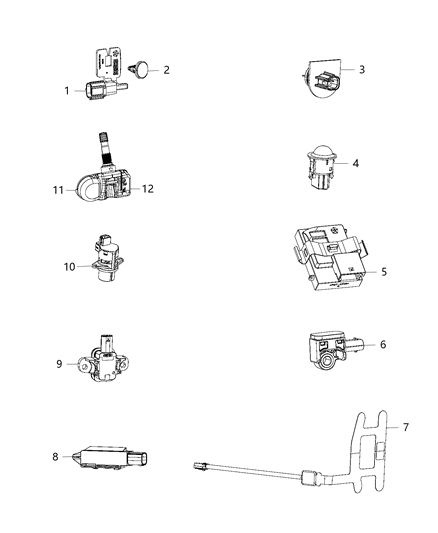 Sensor Seat Belt Reminder Occupant Restraint Diagram for 68243482AA
