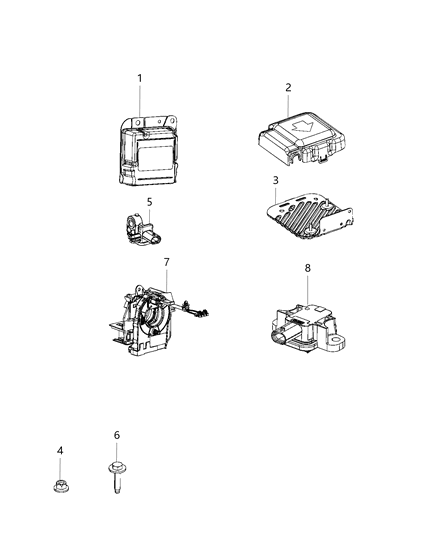Clockspring Steering Column Control Module Diagram for 68459581AA