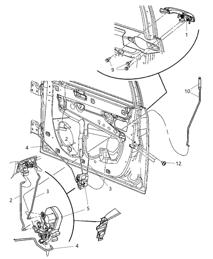 2000 Chrysler Voyager Handle Exterior Door Includes Pink Clip Diagram for WC81SW1AG