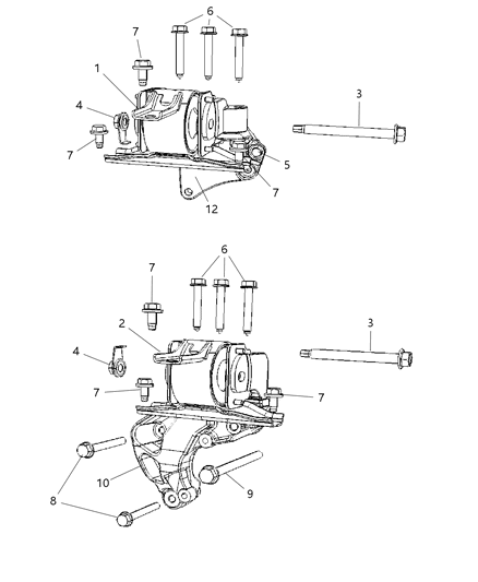 Bracket Package Engine Mount Diagram for 68004188AA