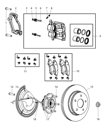 2008 Dodge Dakota Hub And Bearing Brake Front Diagram for 52104698AD