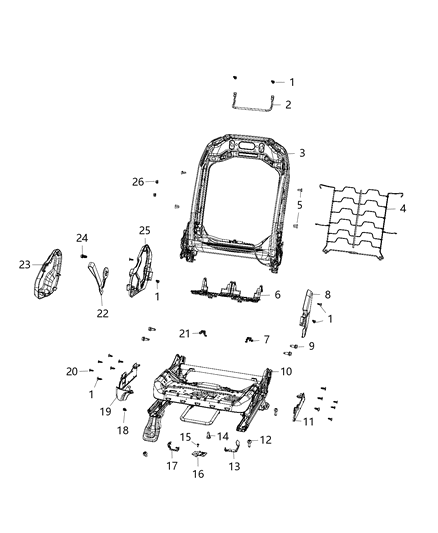 2002 Chrysler PT Cruiser Cover Seat Recliner Diagram for 6DJ39TX7AD