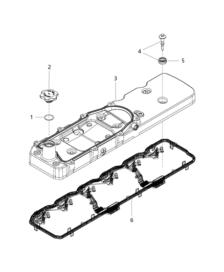 2004 Dodge Sprinter 3500 Cover Cylinder Head Includes Crankcase Breather Gasket Diagram for 68210599AA